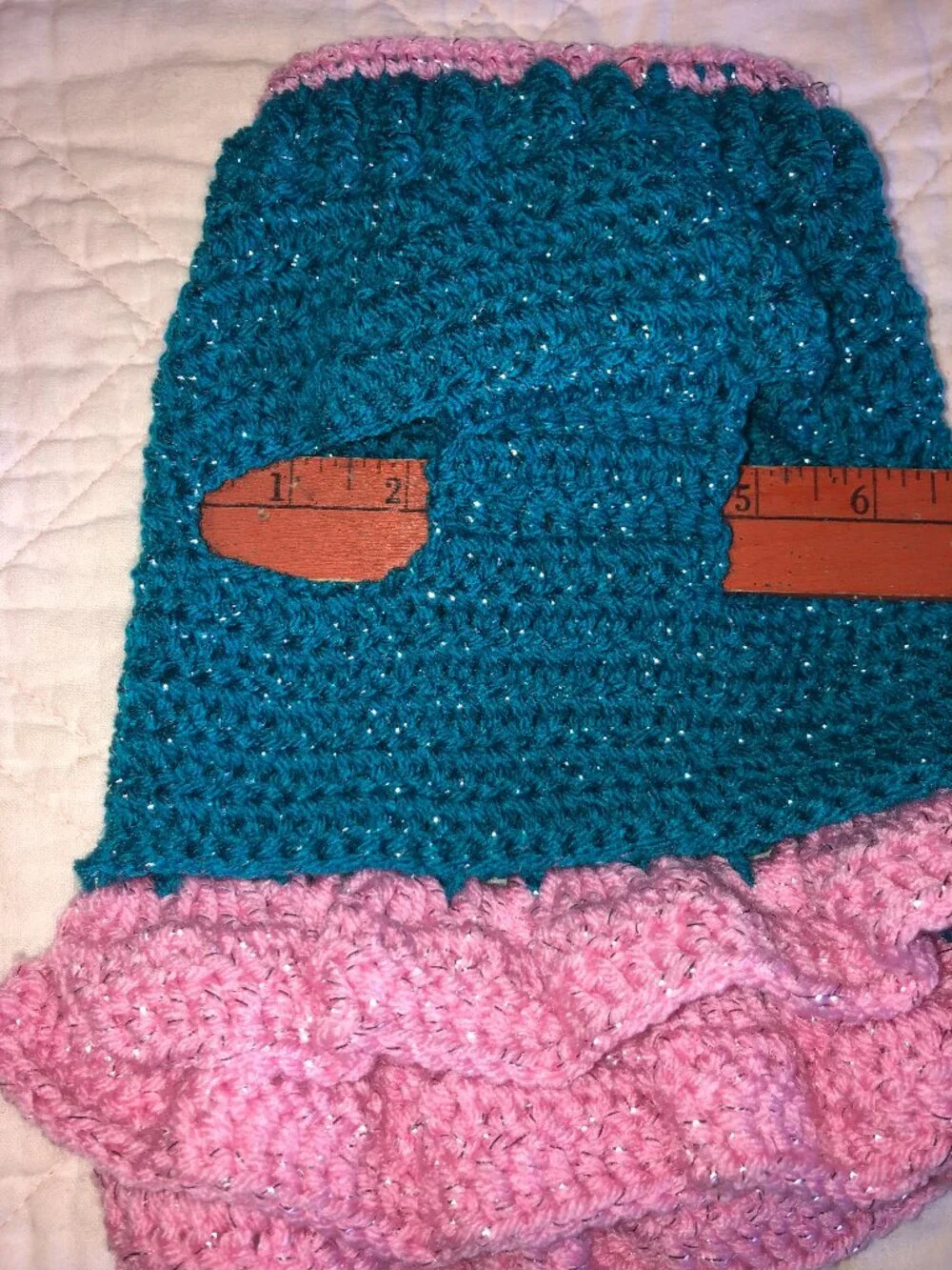 Dog Crochet Sweater with Pink Flower, Size Small